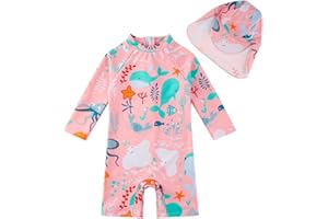 upandfast Baby/Toddler Girls Sunsuit Swimsuit with Snap Bottom UPF 50+ Infant One Piece Rashguard Swimwear