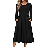 Zeagoo Long Sleeve Dresses for Women 2026 Fall Winter Casual Flowy A-Line Boho Midi Party Long Dress with Pockets