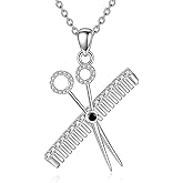 YAFEINI Hair Stylist Gifts 925 Sterling Silver Scissor Comb Necklace Hairdresser Jewelry Gifts for Women