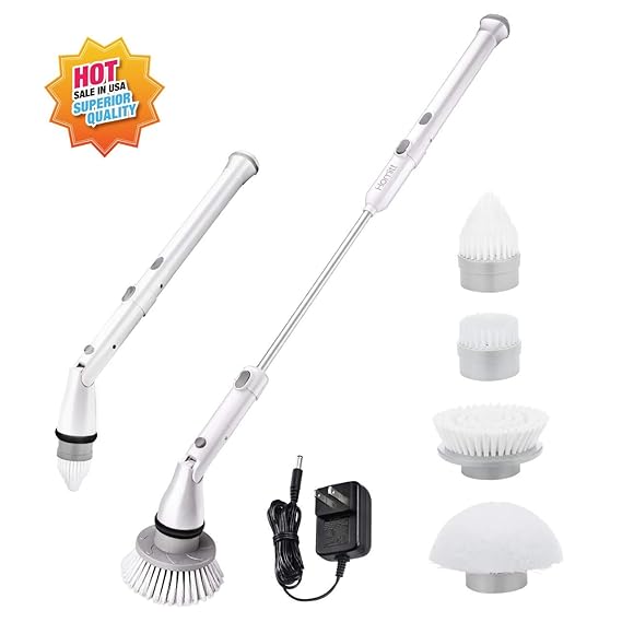 Homitt Electric Spin Scrubber, Cordless Tub and Tile Scrubber with 4
