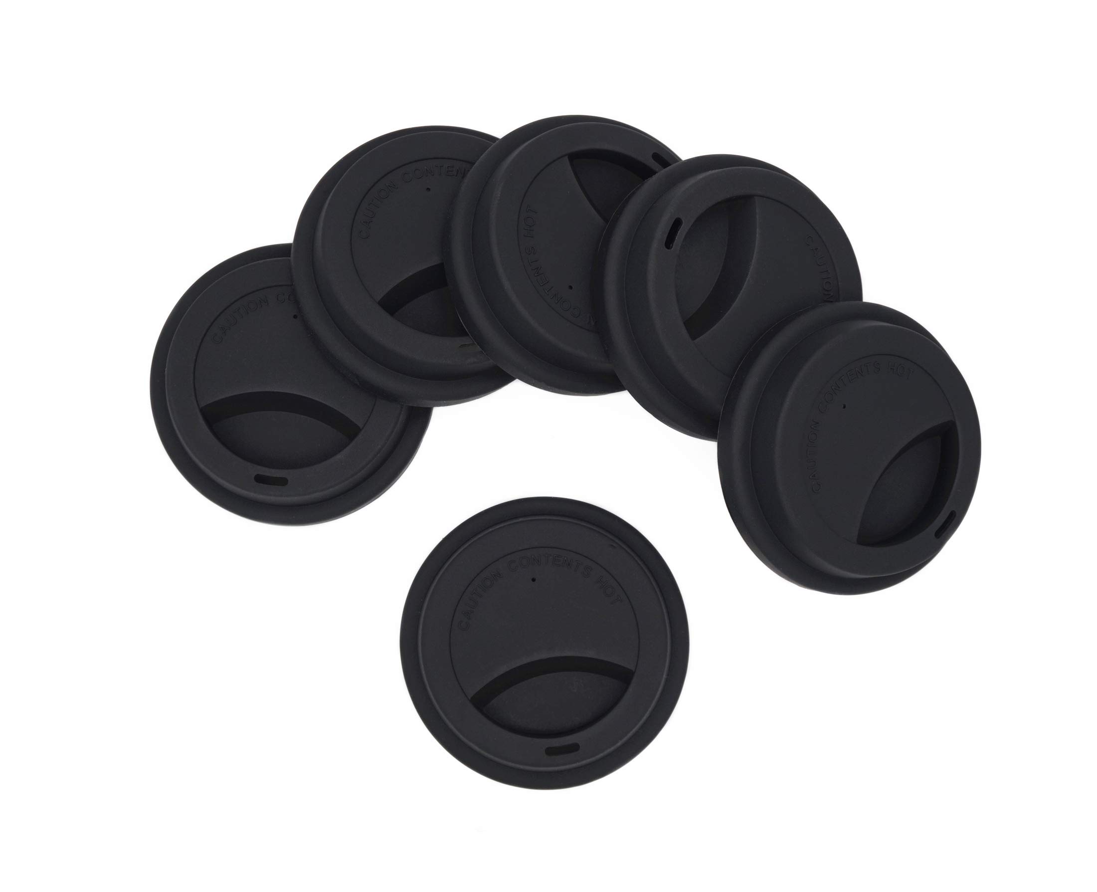 NanTun Silicone Drinking Lid Spill-Proof Cup Lids Reusable Coffee Mug Lids Coffee Cup Covers 6 Pcs - Black