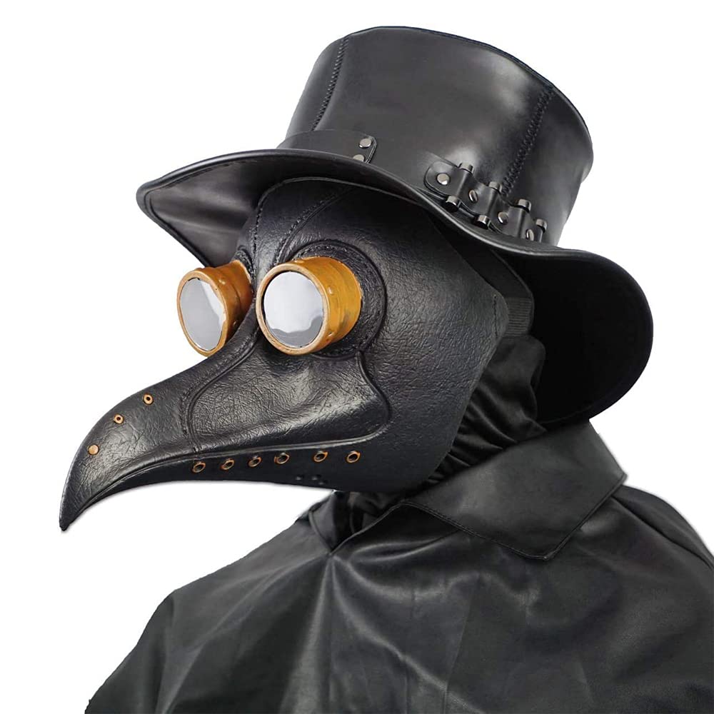 Creepy Party Plague Doctor Mask Black Rivet Long Nose Bird Beak Steampunk Masks Costume Props for Masquerade Halloween Party Carnival Cosplay