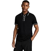 EXPRESS Men’s Luxe Pique Polo – Short Sleeve Soft Cotton Blend Shirt with Piped Collar and Tennis Tail Hem