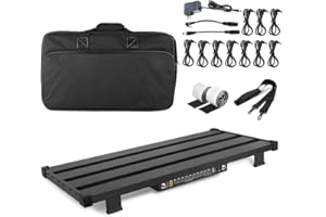 SOYAN Extra Large Guitar Pedal Board 25.6" x11.9" with Power Supply and DI Box, Carry Bag Included (L-26P)