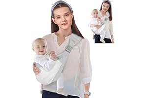 YEMKEZO Baby Sling Carrier, Adjustable One Shoulder Labor-Saving Baby Holder Carrier, Baby Mesh Half Wrapped Sling Hip Carrier for Newborn to Toddler（2024-New Update,Breathable-Summer-Grey)