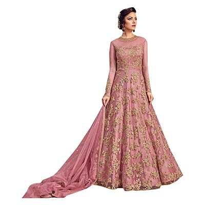 slim fit dress slacks Net Embellished Golden Wedding Festival Anarkali Dress