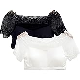 SZMUHLNY Lace Bralette for Women Lace Crop Top Cleavage Cover Tank Top for Low Neckline Undershirt Belly Dance Sports Top