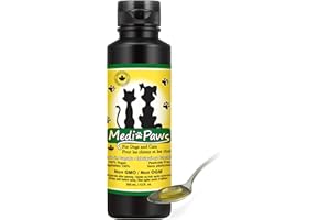 Medi-Paws Pure Hemp Oil with Nutritional Yeast for Senior Dogs and Senior Cats (355mL/12 Oz Bottle) Hemp Extract, Calming, An