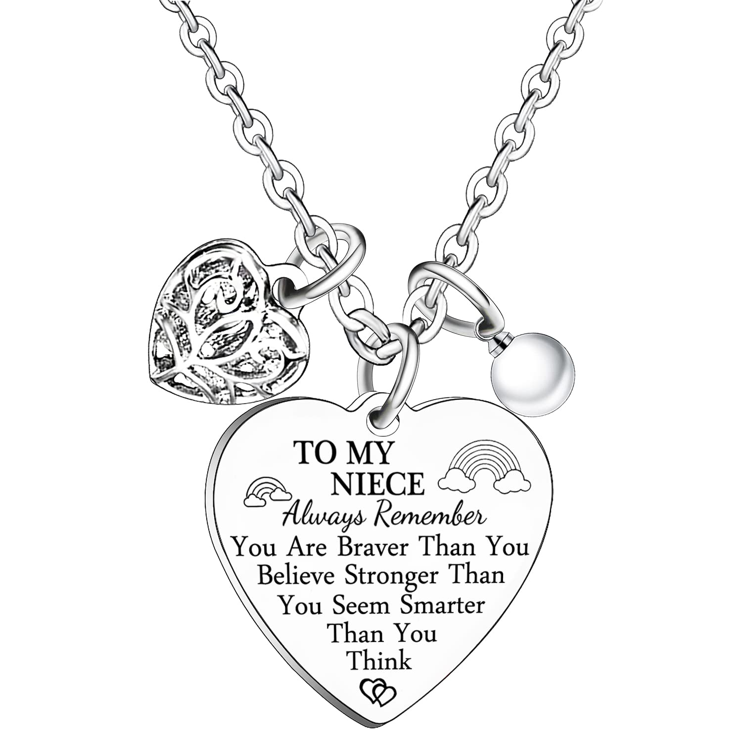 Niece Necklace Niece Gifts From Auntie Heart Pendant Necklaces Inspirational Nieces Christmas Birthday Gifts for Nieces