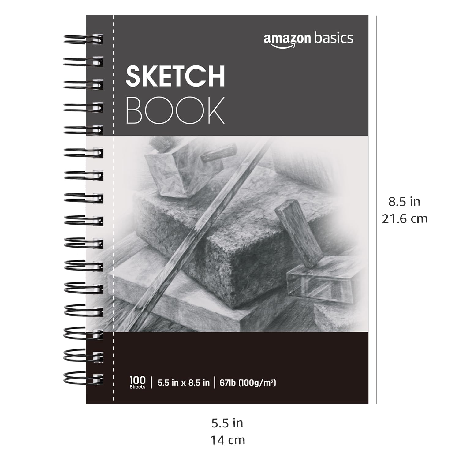 Amazon Basics Sketch Pad for Artists, 67 lb. / 100 gsm, 100 Sheets, 5.5
