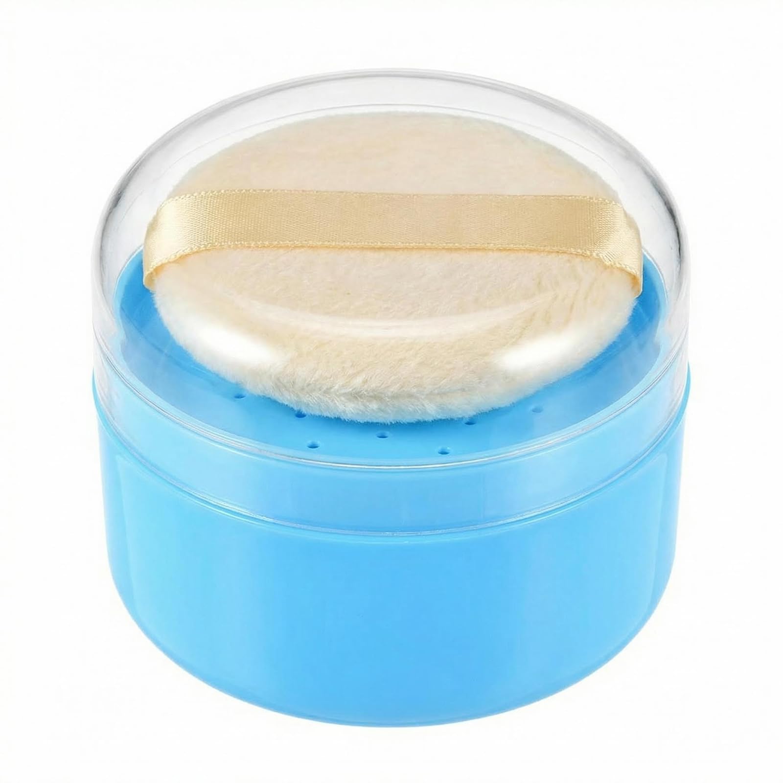 Powder Puff Kit Container Dispensor Case With Sifter Portable Empty Plastic Makeup Comestic Case Containers Jars for Home and Travel Blue