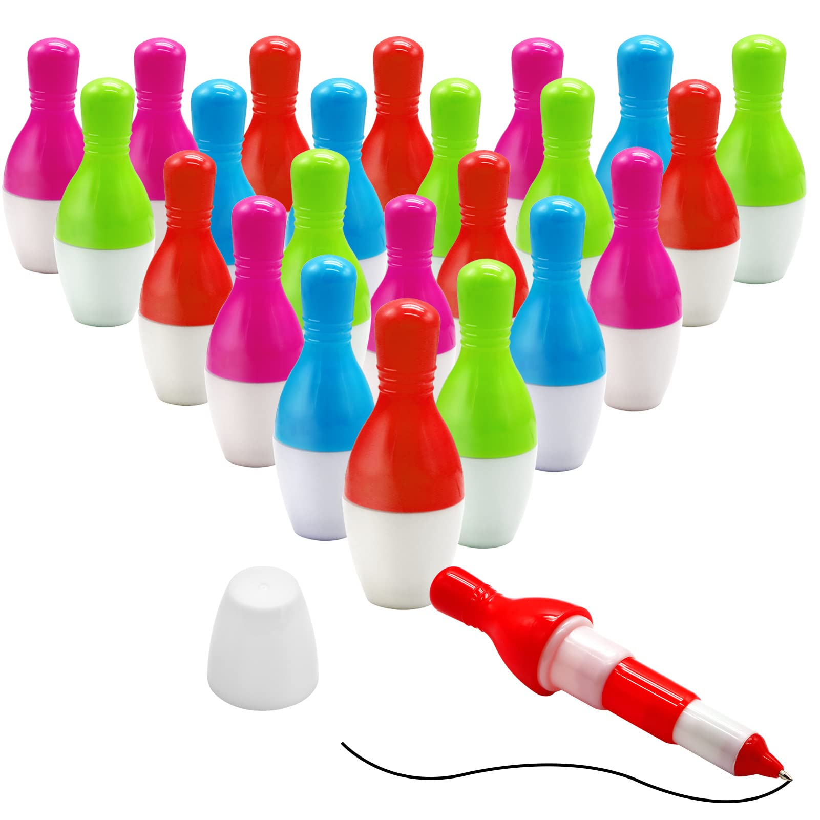 Yeelua Novelty Gel Pens for Adults, 20pcs Mini Bowling Retractable Ballpoint Pen, Handwriting Funny Kawaii Pens, Funky Cartoon Pen, Cute Gifts for Party, Favors Supplies(Random Colors)