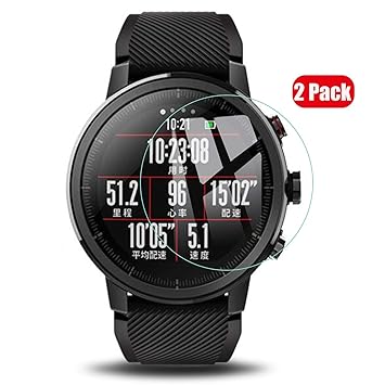 Voviqi Protector de Pantalla para Amazfit GTR 47mm, Cristal Templado Amazfit GTR 47mm, Vidrio Templado Protector de Pantalla con [2.5d Borde Redondo] ...