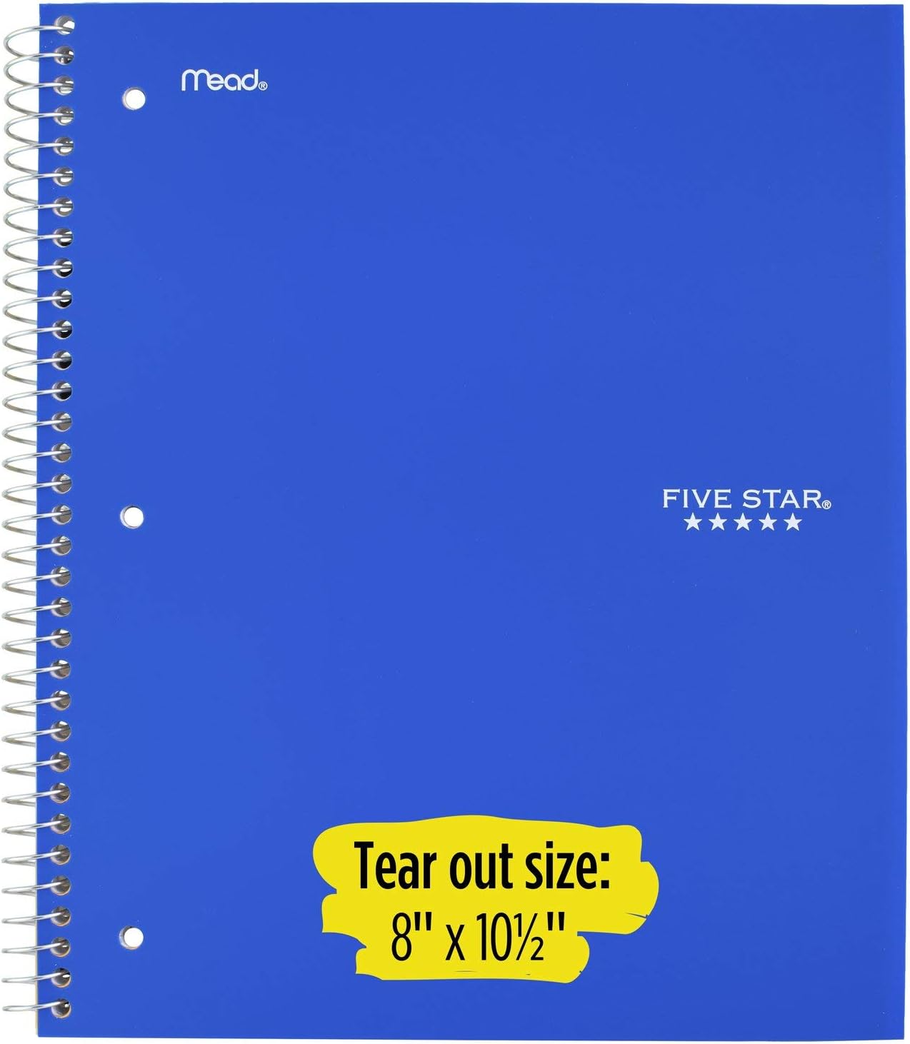 Five Star Spiral Notebook, 5 Subject, Wide Ruled Paper, 200 Sheets, 10-1/2 x 8 inches, Assorted colors, (05206) : Writing Notebooks : Office Products