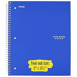 Five Star Spiral Notebook, 5-Subject, Wide Ruled
