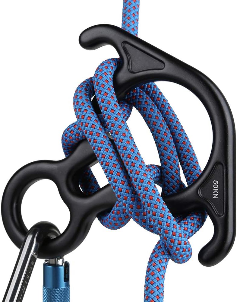 AOKWIT 50KN Rescue Figure, 8 Descender Large Bent-Ear Belaying and Rappelling Gear Belay Device Climbing for Rock Climbing Peak Rescue 7075 Aluminum Alloy (Black) : Sports & Outdoors