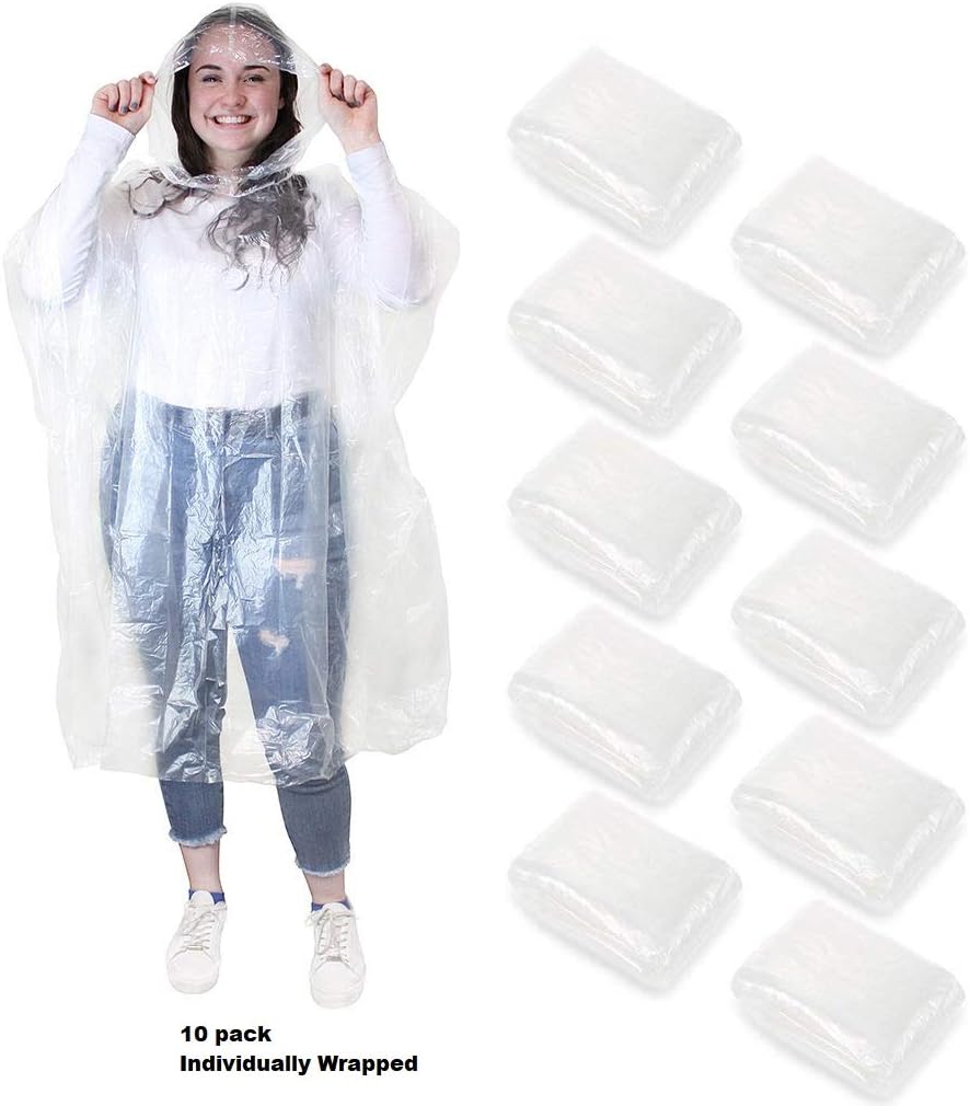 Emergency Disposable Rain Ponchos Waterproof Coat with Hoods Portable Men Women