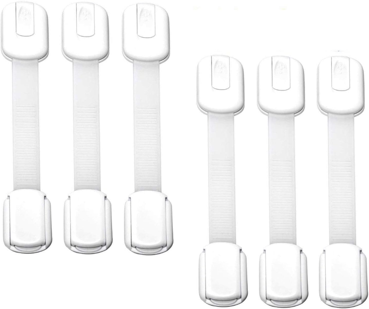 Child Safety Door Locks Adjustable DREAMTIMEJOY Baby Straps Latches for Cupboard, Cabinet, Door, Fridge, Drawers, Appliances, Toilet Seat, Fridge Locks | NO Drilling | 3M Adhesive Straps(6 Pack White)