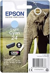 Epson 24 Light Cyan Elephant Claria Photo HD Ink Cartridge Standard Capacity