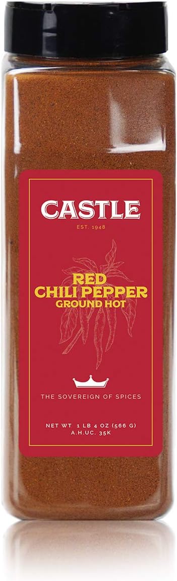 Castle Foods | Ground Hot Chili Pepper Powder, 20 oz Premium Restaurant Quality - Unblended