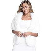 SHUERIET Women's Faux Fur Collar Scarf Wrap, Winter Warm Stole Shawl Shrug Neck Warmer Bridal Wedding Thanksgiving Christmas
