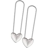 Sacina Zinc Alloy Gothic Punk Earring - Heart Design Safety Pin Earring for Women - New Year Gift