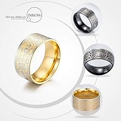 INRENG Men's Stainless Steel Rings Chinese Ancient