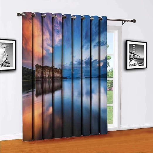 Cortinas para puerta corredera de estilo europeo medieval, cortinas de