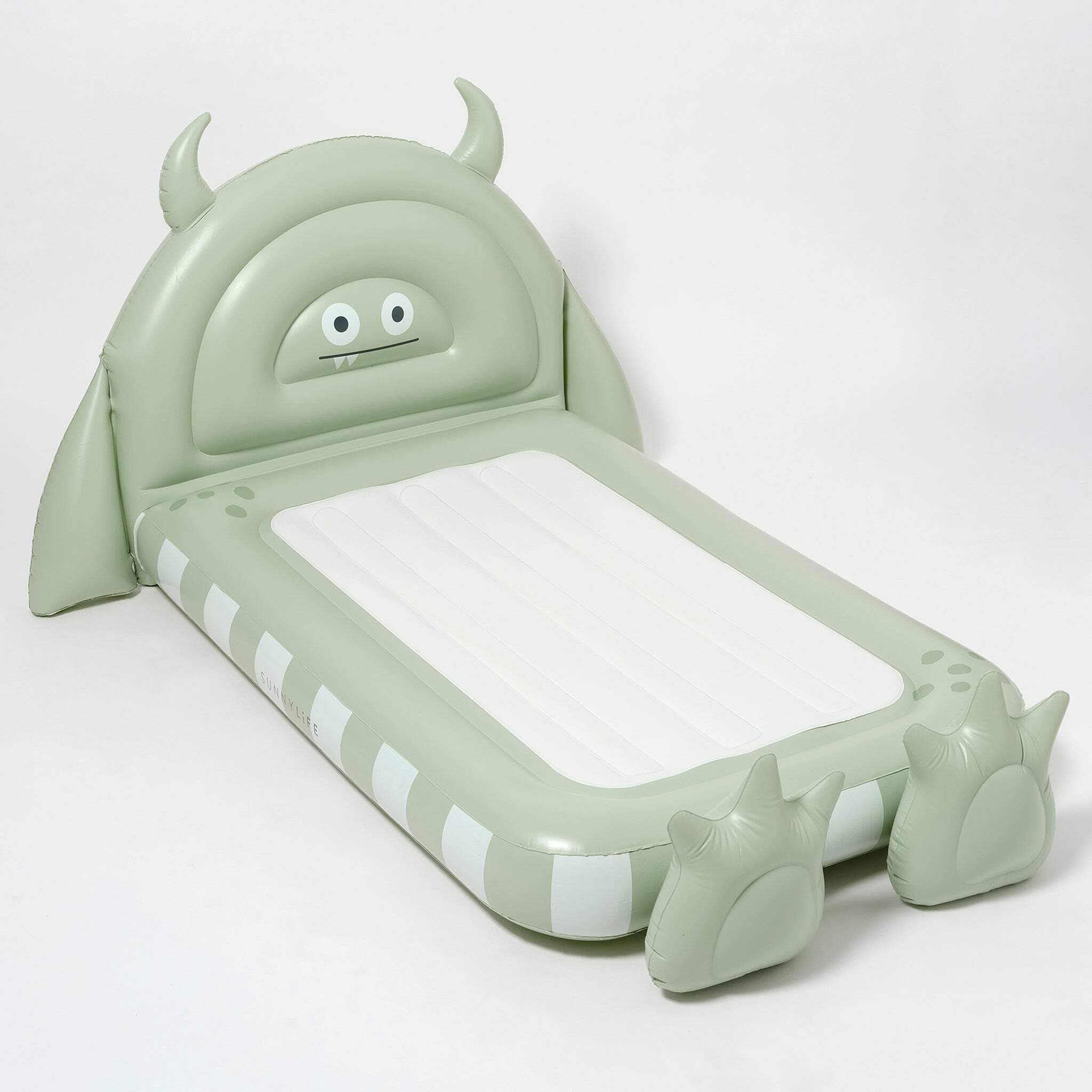 Photo 1 of SUNNYLiFE Kids Inflatable Bed - Flocked Air Mattress for Toddlers, Durable Floor Bed for Camping & Sleepovers, 154lbs Capacity | Monster Sage