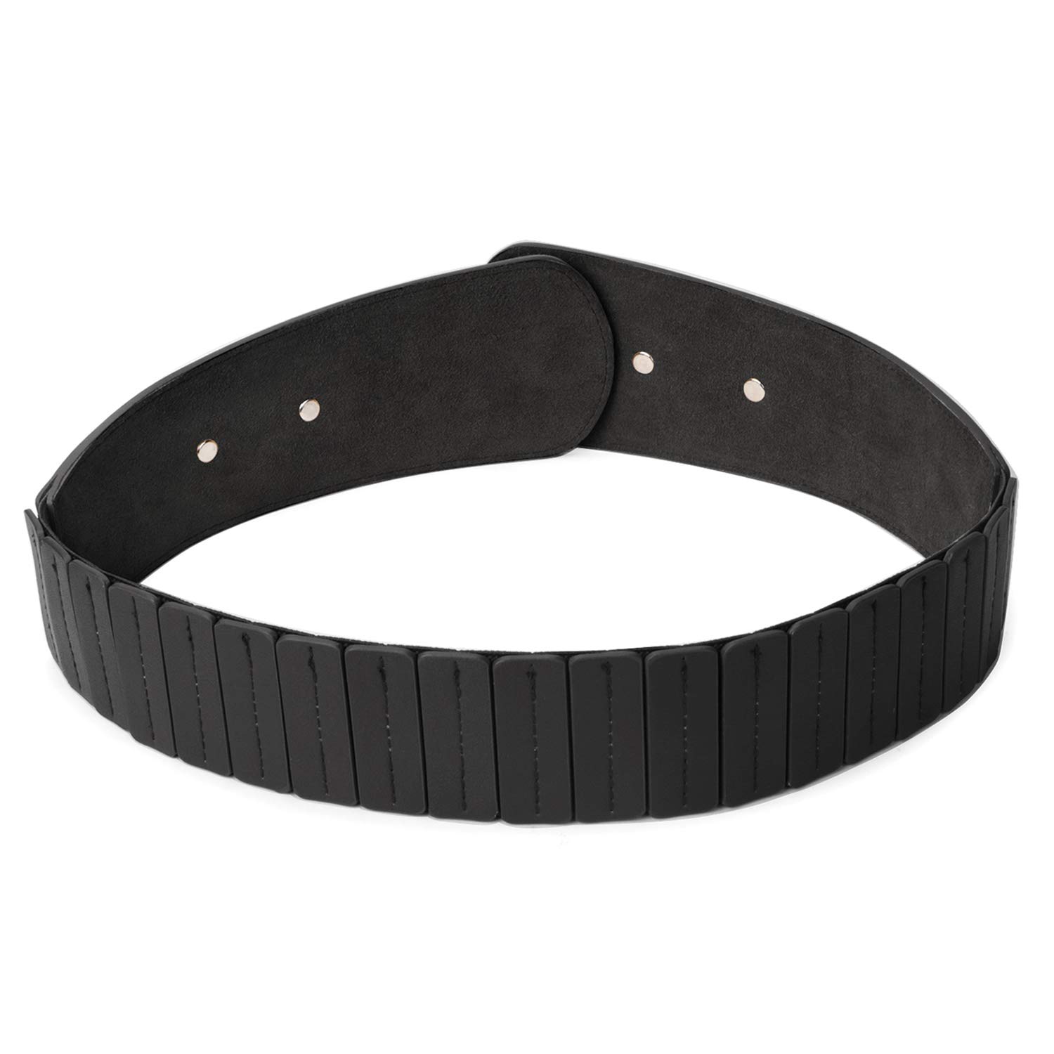 Women\'s Wide Stretchy Cinch Belt Vintage Semi Ring Buckle Leather Belts S-XXL