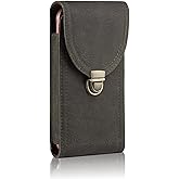 Hengwin Leather Cell Phone Holster with Belt Clip Pouch Case fit for iPhone 17 Pro Max 16 Pro Max iPhone 15 Pro Max Samsung Galaxy S25 Edge S24 Ultra, Phone Holder for Work/Outdoor Activities (Grey)