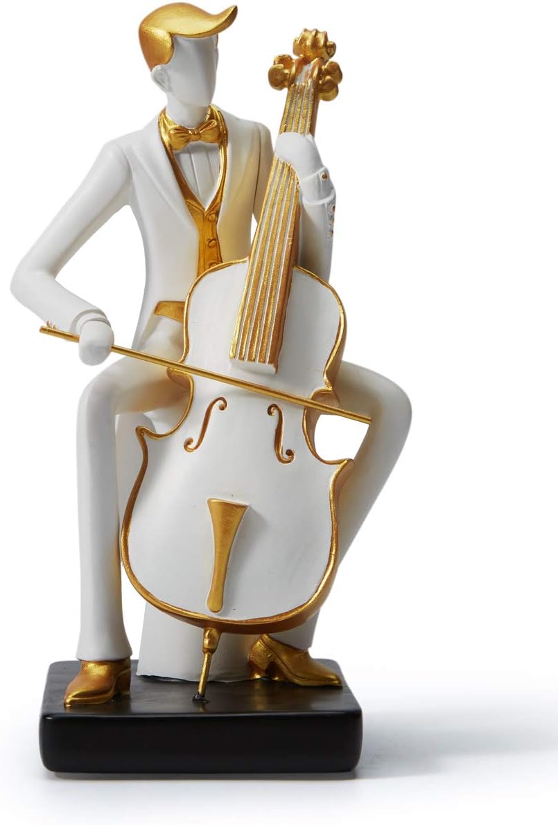 HAUCOZE Figurine Statue Musical Piano Gifts Music Decor Musician Cello Rock Band Sculpture Piano Gifts for Home Souvenirs Giftbox Resin 21.5cmH