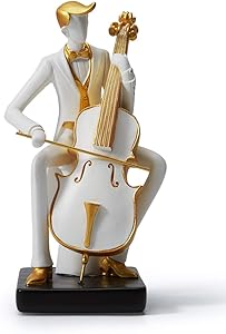 HAUCOZE Figurine Statue Musical Piano Gifts Music Decor Musician Cello Rock Band Sculpture Piano Gifts for Home Souvenirs Giftbox Resin 21.5cmH
