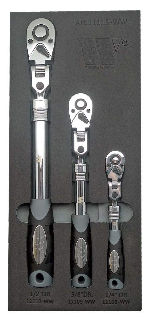 Welzh Werkzeug Ratchet Set Extendable Lockable Flexi Head 1/4" 3/8" 1/2" DR 72 Tooth