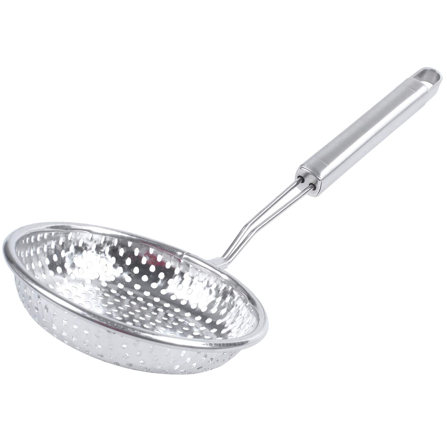Xigeapg Home Silver Tone Stainless Steel Perforated Ladle Colander 13"