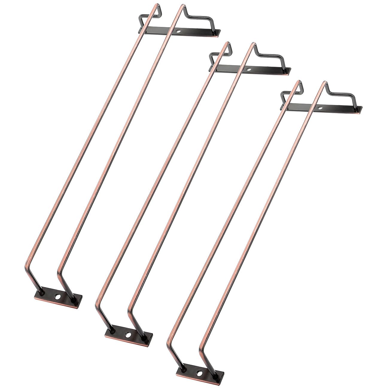 Zoohot 3 Pcs Copper Wine Glass Rack, Under Cabinet Stemware Holder, Modern Design, 16 x 2 x 4.3 Inches, Kitchen, Bar, Stemware Storage