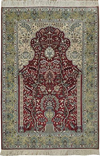 Fine BEAUTIFUL 4' x 6' Silk Prayer Rug