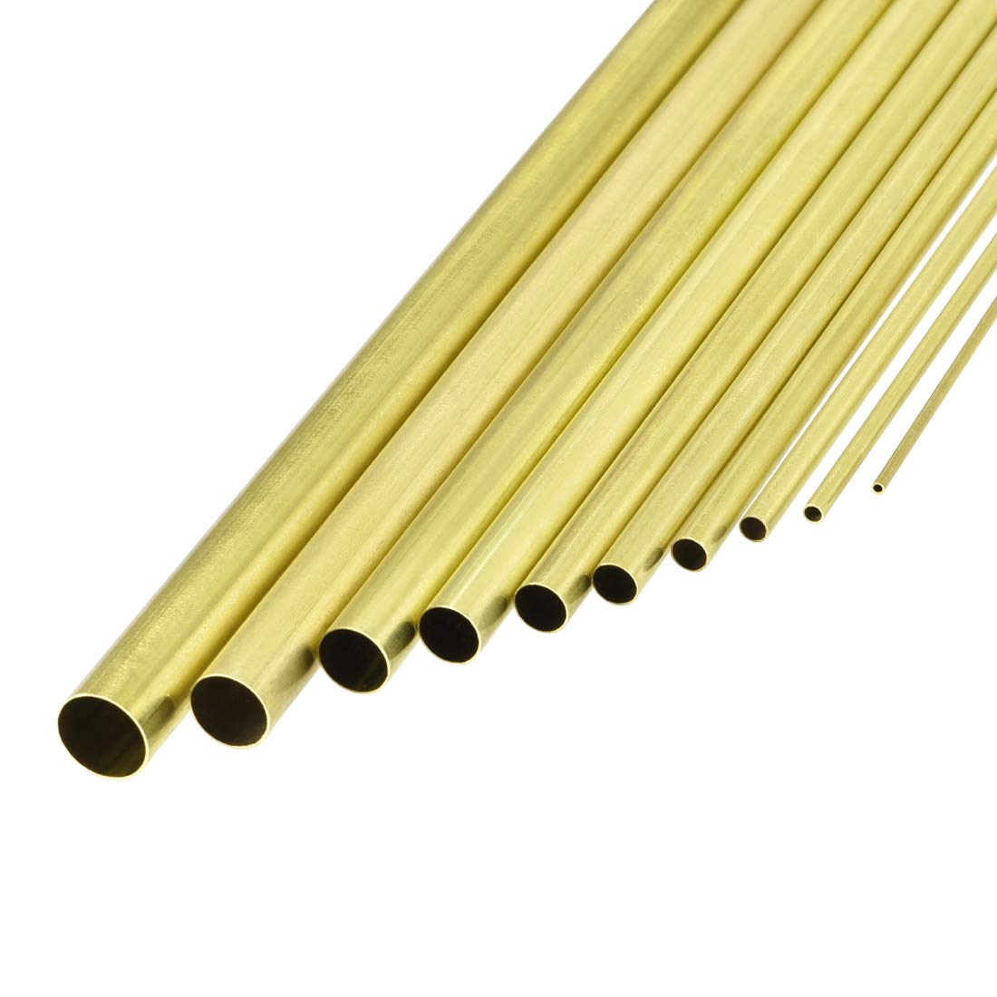 sourcing map Brass Tube, 1.5mm 2.5mm 3.5mm 4.5mm 5.5mm 6.5mm 7.5mm 8.5mm 9.5mm 11mm OD x 0.2mm Wall Thickness 300mm Length Seamless Round Pipe Tubing, Pack of 10