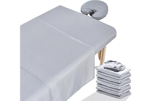 FACULX 12 Pcs 4 Sets Premium Microfiber Massage Table Sheet Set, Include Massage Table Cover, Massage Fitted Sheet, Massage Face Rest Cover for Beauty Salon Spa Hair Salon (Light Grey)