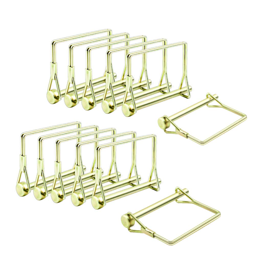 INCREWAY 10pcs Wire Lock Pin, 6mm Shaft Locking Pin Square Loop Pto Pin Safety Coupler Hitch Pin for Farm Trailers Lawn Garden