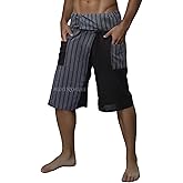 Unisex Thai Fisherman Shorts with Pockets – 100% Cotton Adjustable Wrap Shorts – Two Pocket Boho Beach Yoga Lounge Shorts – Handmade in Kathmandu