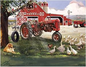 The Jigsaw Puzzle Factory Farmall Tractor Big Red Barn Farm Animals Puzzle Game for Kids and Adults with Collectible Box-500pcs