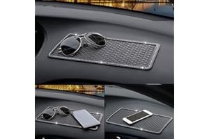 DBLOSP Anti-Slip Car Dash Grip Pad for Cell Phone, Keychains, Sun Glasses,Stand,New Handmade Crystal Rhinestone Mat for Navigation Cell Phone 11.5 x 6 inch (Black)