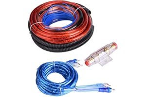 Aramox 2800W Universal Car Audio Subwoofer Power Amplifier, 4-Guage Speaker Installation Wire Cable Kit Fuse Suit