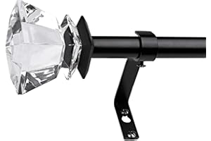 WL.Rocaille 3/4" Acrylic Crystal Ball Decorative Adjustable Curtain Rod 86-120 Inch, Black