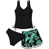 URMAGIC Girls Swimsuits Tankini Set with Shorts Criss Cross Bathing Suits Tween Teen Juniors Girl Two Piece Swimwear