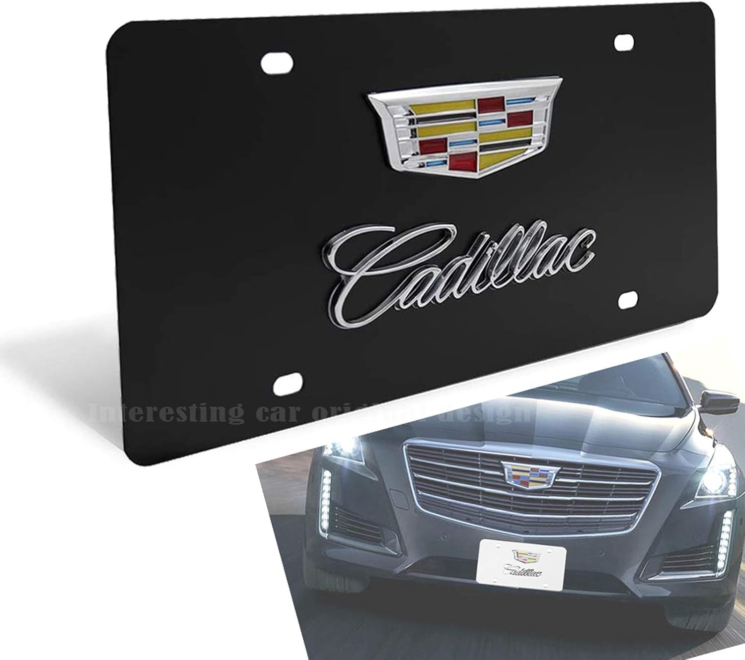 Interesting car Black 3D Stainless Steel License Plate Frame for