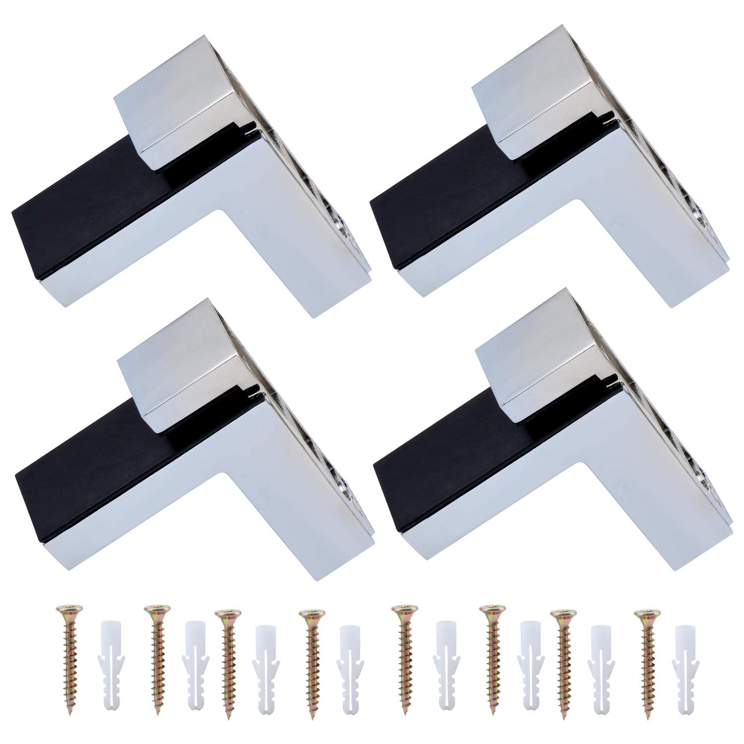Coolty 4PCS Adjustable Wood/Glass Shelf Bracket, Solid Zinc Alloy Support Wall Bracket for 5-30mm Thickness Shelf