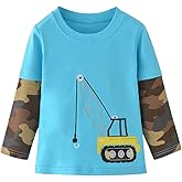Warmbaby Crane Truck Shirts Toddler Boys Kids Long Sleeve T Shirts Blue