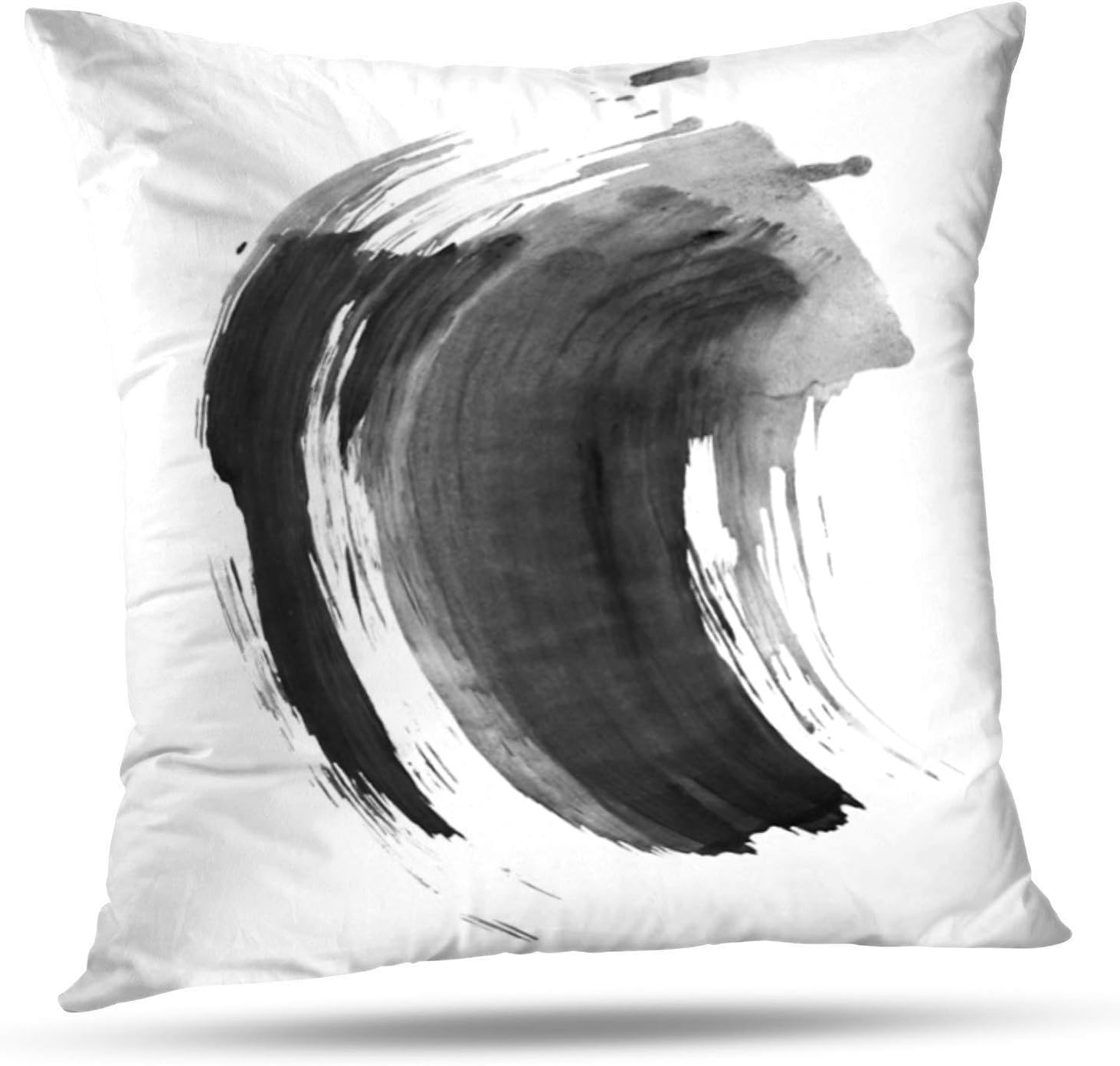 Amazon Com Soopat Black Japanese Pillowcase 16x16 Inch Square Decorative Throw Pillow Cover Ink Marble Black Stroke White Ink Brush Stroke Japanese Splatter Smear Pillowcase Home Decor Nice Decorations Garden